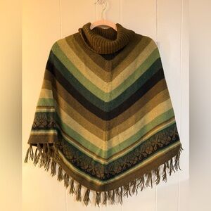 Estirpe Inca Alpaca Olive Green Poncho, Size: OS